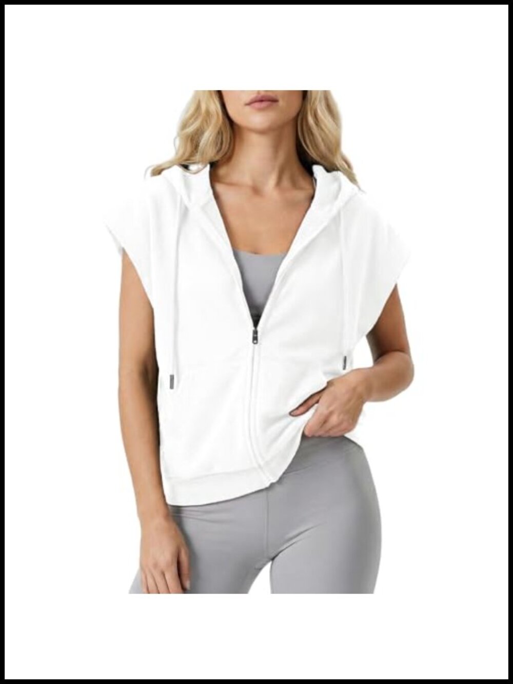 Women's Sleeveless Full Zip-Up Hoodie Lightweight Cotton Vest